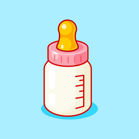 Cute Pink Baby Bottle Vector Illustration Cartoon Designのイラスト素材
