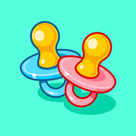 Cute Blue and Pink Baby Pacifiers Vector Illustration Cartoon Design