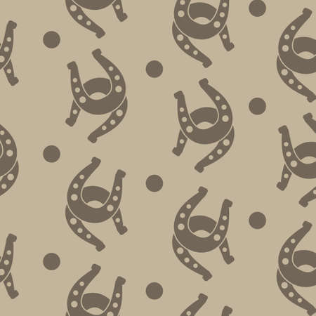 Seamless pattern vintage horseshoes with brown backgroundのイラスト素材