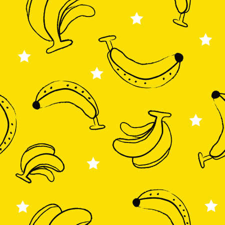 Seamless banana pattern with starのイラスト素材