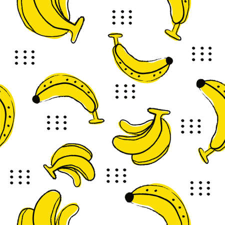 Seamless banana pattern with white backgroundのイラスト素材