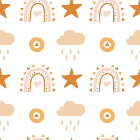 Pastel Baby Boho Rainbow Patternのイラスト素材