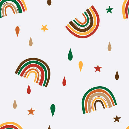 Boho Rainbow Drop Water Patternのイラスト素材