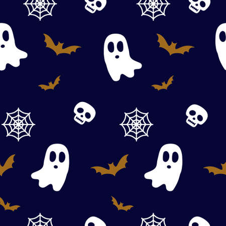 ghost and bat seamless pattern background design. background design for hallowen celebration.のイラスト素材