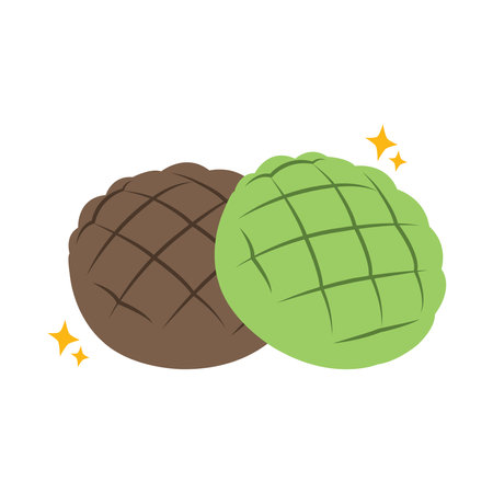 chocolate and matcha flavor of melon panのイラスト素材