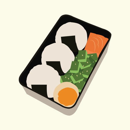 Japan bento onigiri illustrationのイラスト素材