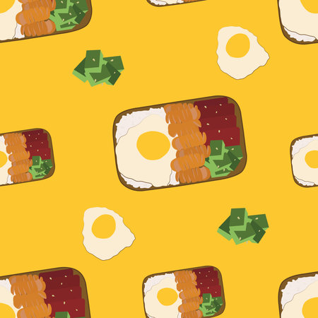seamless pattern bento lunch box with eggsのイラスト素材