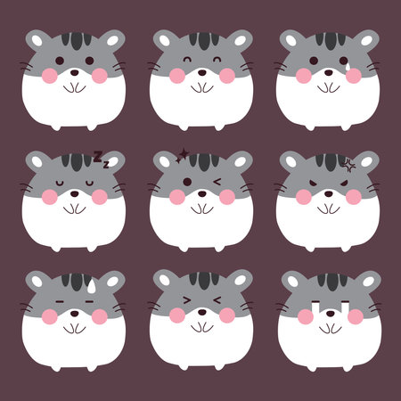set of funny cartoon hamsterのイラスト素材