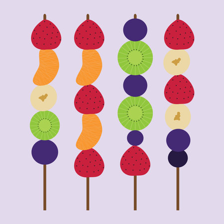 mix fruit skewers illustrationのイラスト素材
