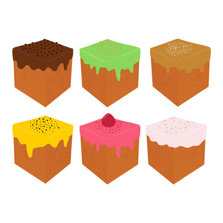 set of collection cube croissants illustrationのイラスト素材