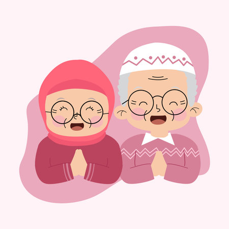 Grandparents Eid Mubarak Illustrationのイラスト素材