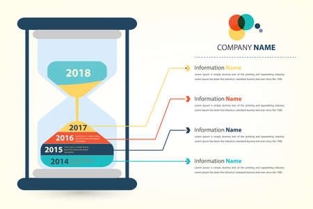 timeline  milestone company history infographic presented by sandglass vector style eps10のイラスト素材