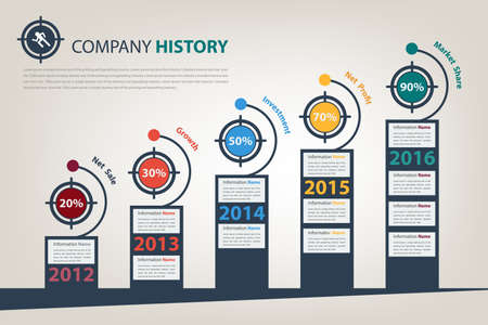 Timeline and milestone presenting with kpi target vector style eps10のイラスト素材