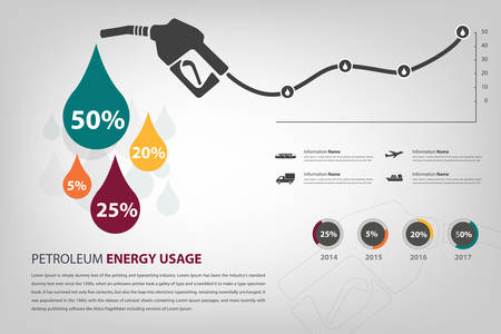 petroleum energy usage infographic in vector のイラスト素材