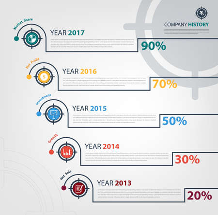 company timelinemilestone report infographic Vector eps10のイラスト素材