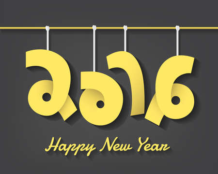 Happy new year 2016 cretive text with mobile hanging style in vector eps10のイラスト素材
