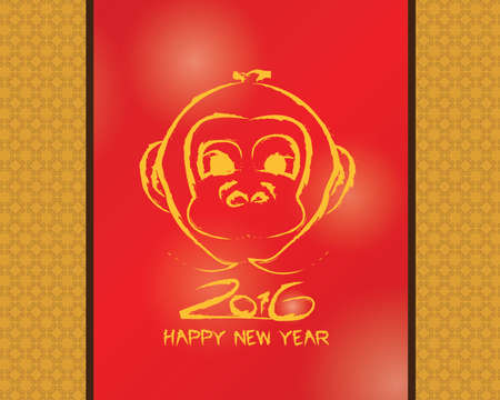 Happy new year 2016 (Monkey year) in chinese style のイラスト素材