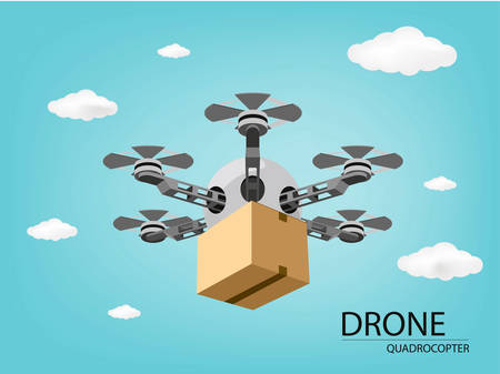 package box delivery in drone (vector eps10)のイラスト素材