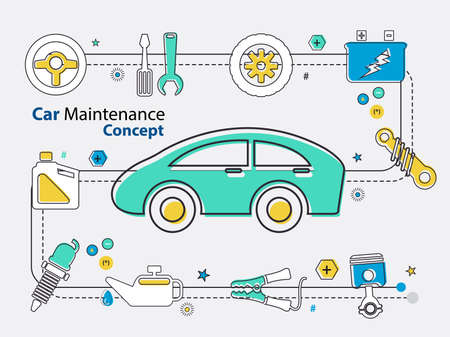 Mechanic and  car maintenance parts concept in vector eps10のイラスト素材
