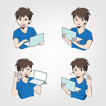 man cartoon in an office isolate on white backgroundのイラスト素材