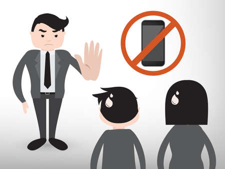 Stop use mobile phone infographic (Vector eps10)のイラスト素材