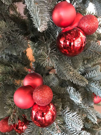 Closed up christmas tree with decorationの素材