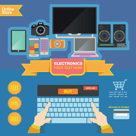 illustration concept for banner template, electronics store and on line shopのイラスト素材