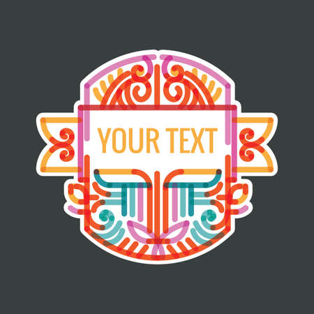 classic art deco luxury minimal hipster geometric vintage vector monogram, frame , border, badge, label, crest, or Vintage Insignias, vector design elements, business signs, identityのイラスト素材