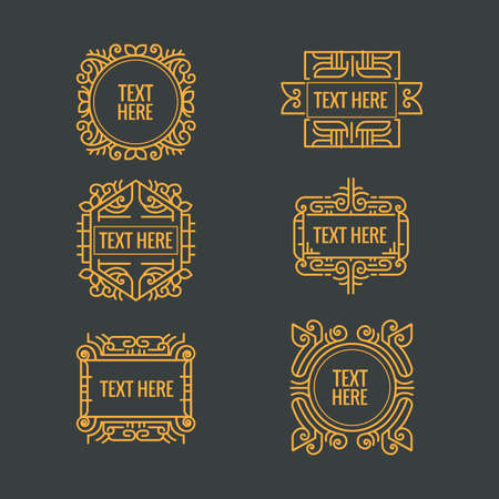 classic art deco luxury minimal hipster geometric vintage monogram, frame , border, badge, label, crest, or Vintage Insigniasのイラスト素材