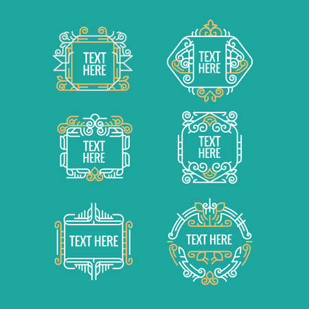 classic art deco luxury minimal hipster geometric vintage monogram, frame , border, badge, label, crest, or Vintage Insigniasのイラスト素材