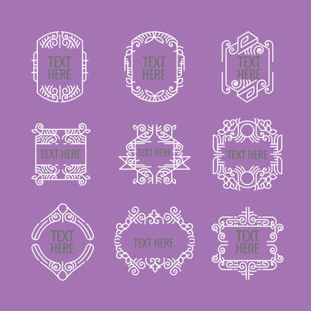 classic art deco luxury minimal hipster geometric vintage monogram, frame , border, badge, label, crest, or Vintage Insigniasのイラスト素材
