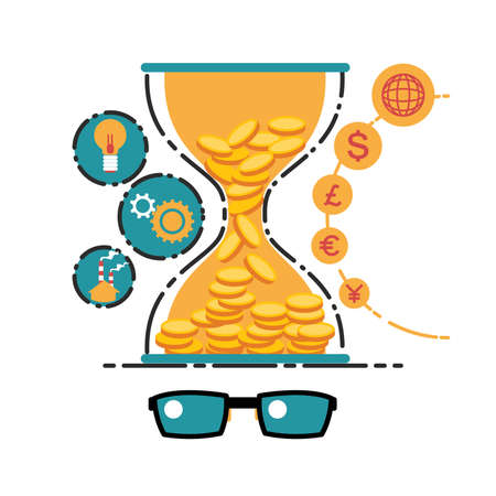 vector illustration concept for business strategy and industrial planning. Saving costのイラスト素材