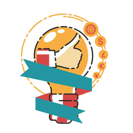 Vector illustration concept icon for thumb up, Good idea. Smart thinking. Good job. Smart Choiceのイラスト素材