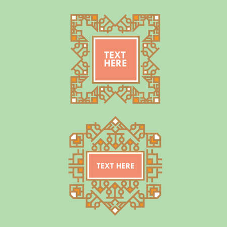 Set Luxury frame Template for Logotype. Japanese, calligraphic, arabian, aztec elegant ornament. Business sign, identity for Royalty, Boutique, Hotel, Heraldic, Jewelry, Fashion and other vector illustrationのイラスト素材