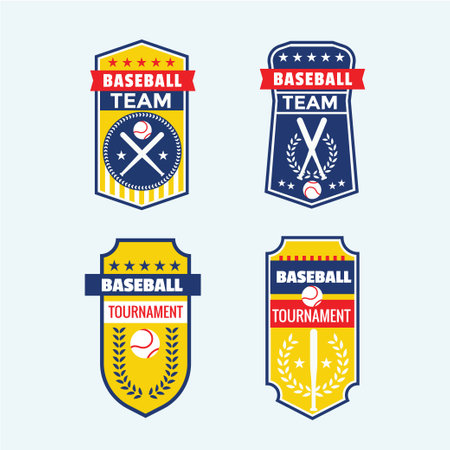 Baseball badges and labels set. Vector illustration in retro style.のイラスト素材