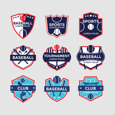 Baseball badge set. Collection of sport labels, emblems and design elements.のイラスト素材