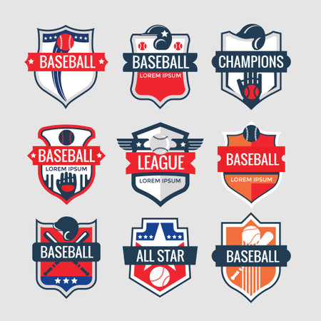 Set of vector baseball logos, emblems, badges and design elementsのイラスト素材