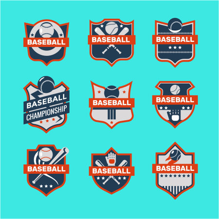 Set of baseball club badges and emblems in retro style. Vector illustrationのイラスト素材