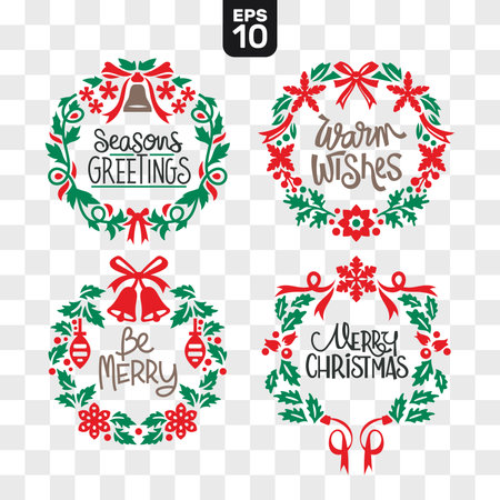 Christmas wreaths set. Christmas design elements. Vector illustration.のイラスト素材