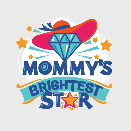 Mommy's Brightest Star Phrase Illustration.Back to School Quoteのイラスト素材