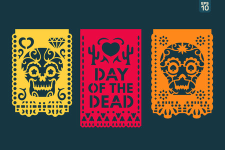 Day of the Dead. Set of two cards. Vector illustration.のイラスト素材