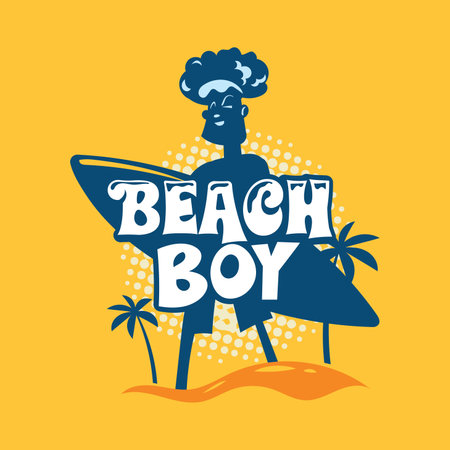 Beach boy design template. Vector illustration for t-shirt print, poster and other uses.のイラスト素材