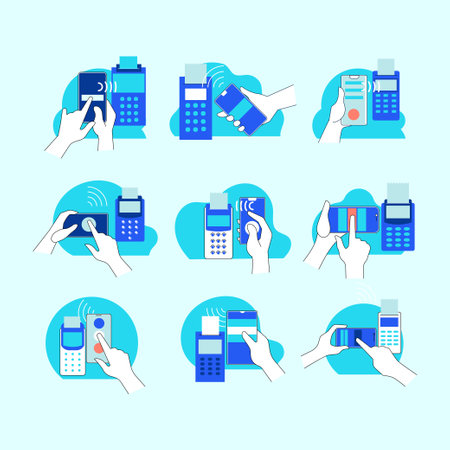 Set of contactless payment icons in flat style. Vector illustration.のイラスト素材