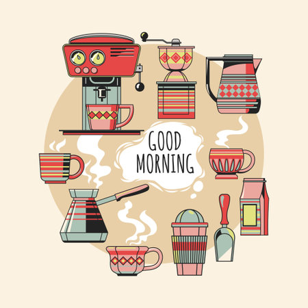 Coffee time. Set of coffee icons. Vector illustration.のイラスト素材
