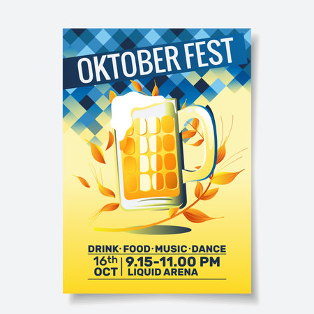 Oktoberfest Beer Festival Flyer Poster Template Vector Illustrationのイラスト素材