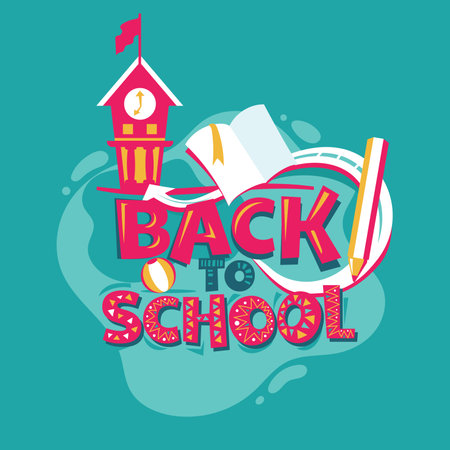 Back to school lettering design. Back to school vector illustration.のイラスト素材