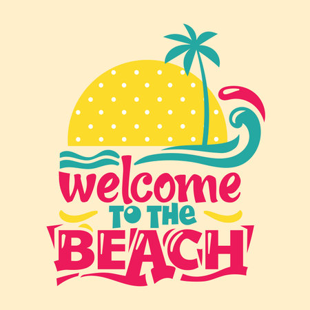 Welcome to the beach design over beige background, vector illustration.のイラスト素材