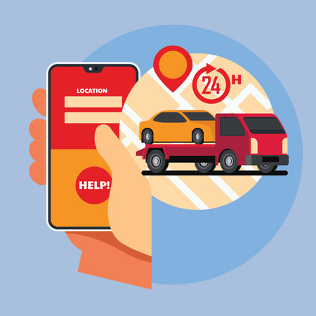 smartphone with gps navigation app and car vector illustration graphic designのイラスト素材