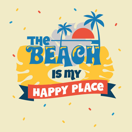 Beach party design template. Vector illustration of a hand drawn lettering.のイラスト素材