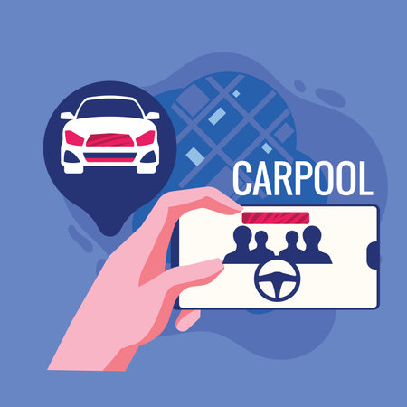 Carpooling service concept. Flat vector illustration of carpooling service.のイラスト素材